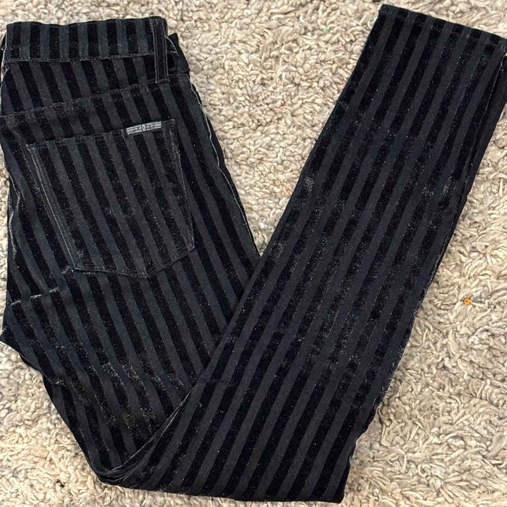 Hudson Jeans Black Striped Skinny Capris